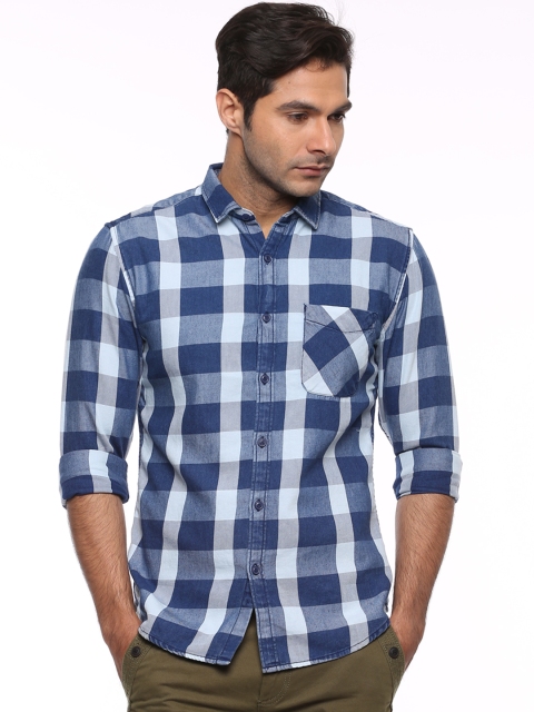 

Forca by Lifestyle Navy Checked Casual Shirt, Navy blue