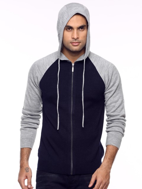 

Fame Forever by Lifestyle Men Navy Blue & Grey Hooded Cardigan