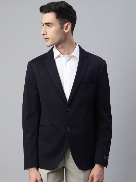 

Blackberrys Men Navy Blue Slim Fit Solid Single-Breasted Formal Blazer
