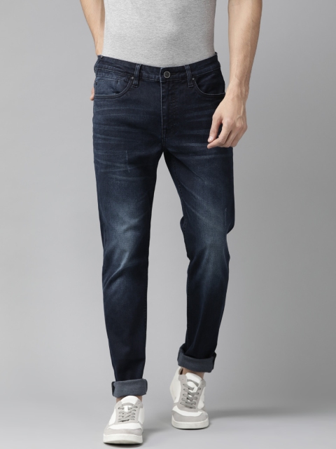 

Blackberrys Men Navy Blue Skinny Fit Low-Rise Low Distress Stretchable Jeans