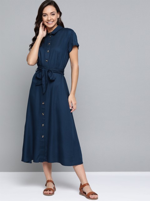 

Mast & Harbour Women Navy Blue Solid Shirt Sustainable Dress
