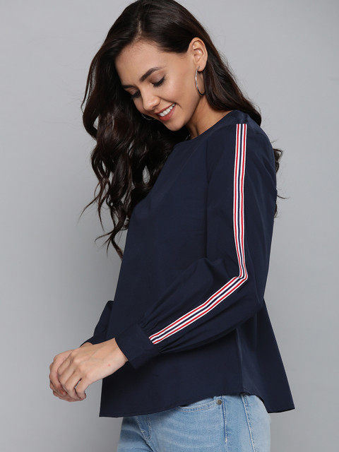 

Mast & Harbour Women Navy Blue Solid Top