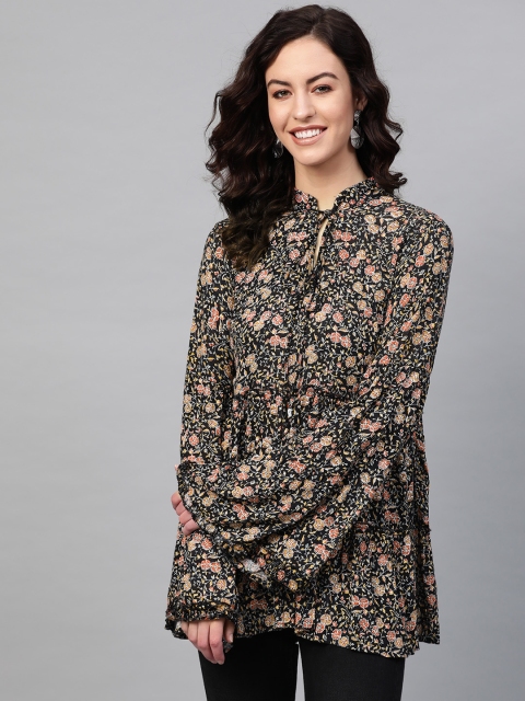 

PINKSKY Women Black & Brown Printed A-Line Top