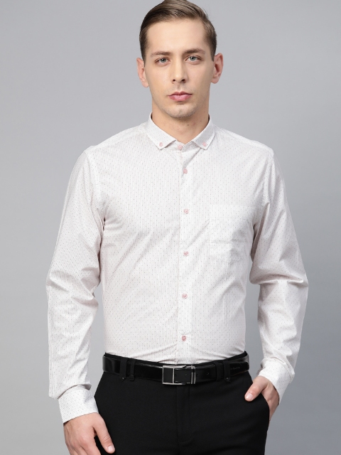 

Blackberrys Men White & Beige Slim Fit Striped Formal Shirt