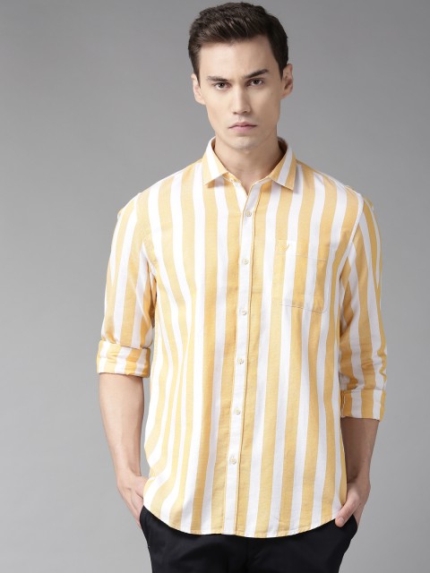 

Blackberrys Men Yellow & White Slim Fit Striped Casual Shirt