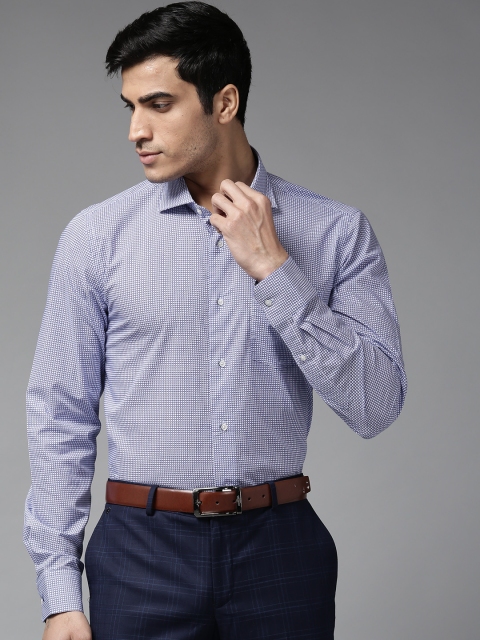 

Blackberrys Men Blue & Off-White Slim Fit Printed Formal Shirt