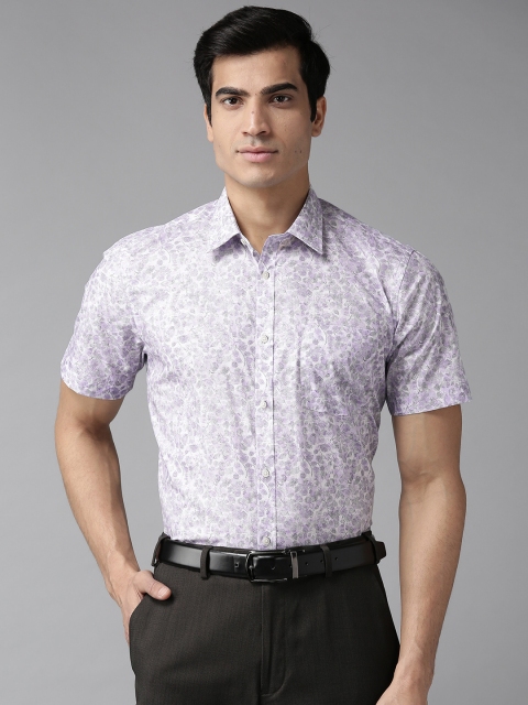 

Blackberrys Men White & Purple Slim Fit Printed Semi-Formal Shirt