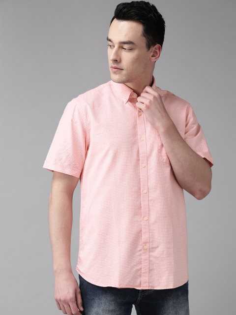 

Blackberrys Men Pink & White Slim Fit Printed Casual Shirt