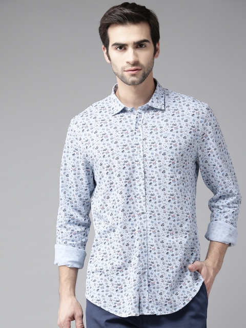 

Blackberrys Men Blue & Red Trim Fit Printed Casual Shirt