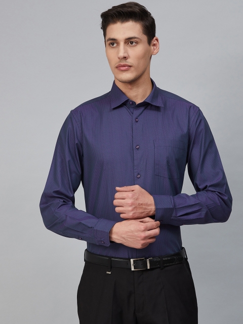 

Blackberrys Men Purple & Navy Blue Slim Fit Geometric Self Design Formal Shirt