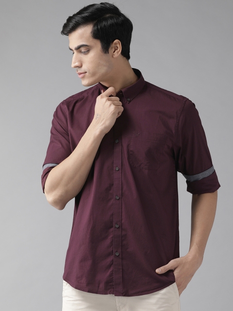 

Blackberrys Men Burgundy Slim Fit Solid Casual Shirt