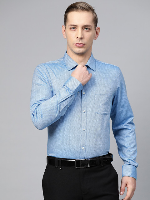 

Blackberrys Men Blue Slim Fit Micro Ditsy Self Design Formal Shirt