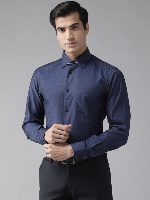

Blackberrys Men Navy Blue Slim Fit Self Design Formal Shirt