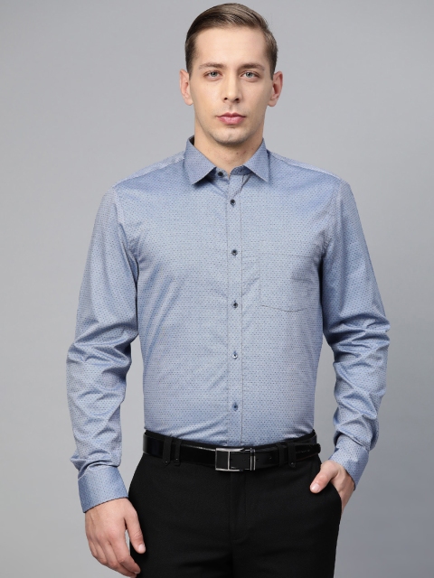 

Blackberrys Men Blue Slim Fit Micro Ditsy Printed Giza Cotton Formal Shirt
