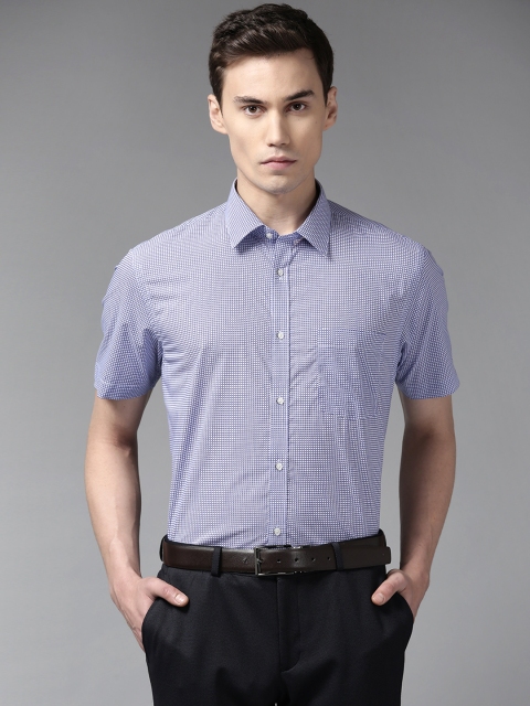

Blackberrys Men Blue & White Slim Fit Checked Formal Shirt