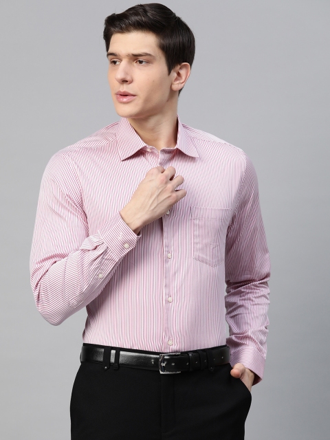 

Blackberrys Men White & Pink 2 Ply Ultra Smart Regular Fit Striped Formal Shirt
