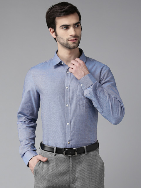 

Blackberrys Men Blue Slim Fit Checked Formal Shirt