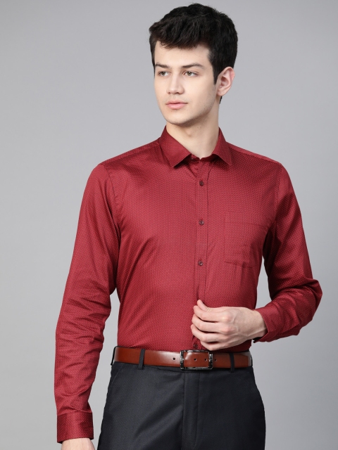 

Blackberrys Men Red Slim Fit Printed Formal Shirt