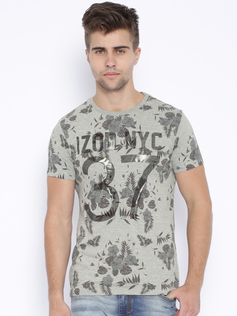 

IZOD Grey Melange Printed T-shirt