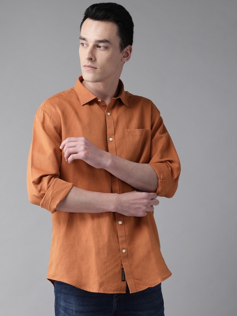 

Blackberrys Men Rust Orange Slim Fit Solid Casual Shirt