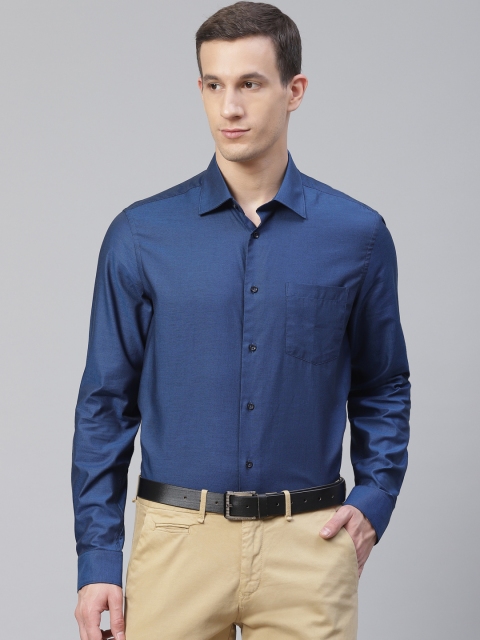 

Blackberrys Men Navy Blue Smart Regular Fit Textured Formal Shirt