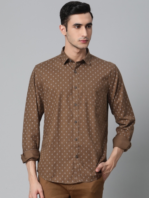

Blackberrys Men Brown & White Slim Fit Printed Casual Shirt