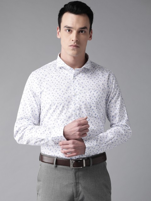 

Blackberrys Men White & Blue Slim Fit Printed Formal Shirt