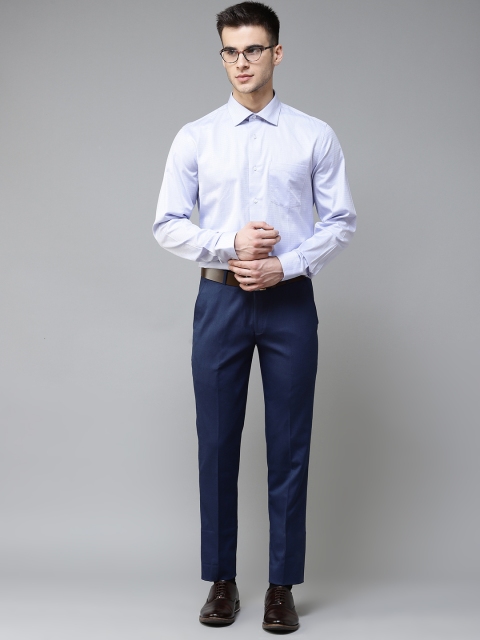 

Blackberrys Men Blue & White Regular Fit Self Design Pure Cotton Formal Shirt