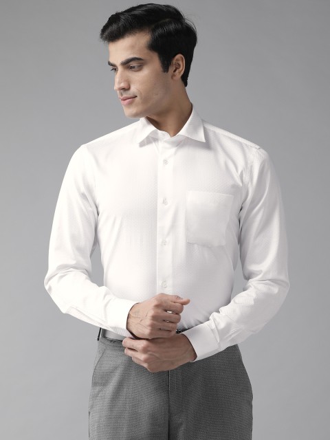 

Blackberrys Men White Slim Fit Giza Self Design Formal Shirt