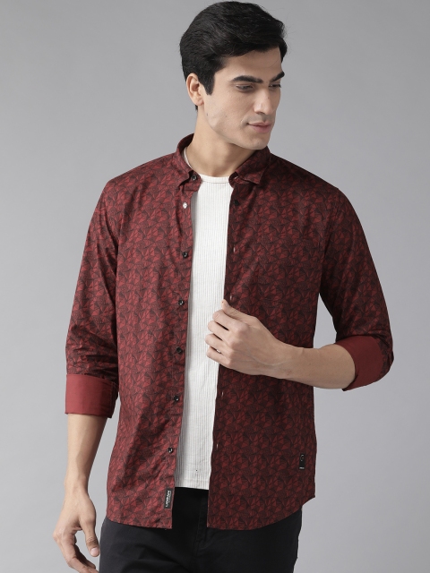 

Blackberrys Men Maroon & Black Regular Fit Printed Casual Shirt