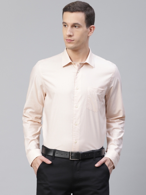 

Blackberrys Men Peach-Coloured Slim Fit Self Design Wrinkle Free Formal Shirt