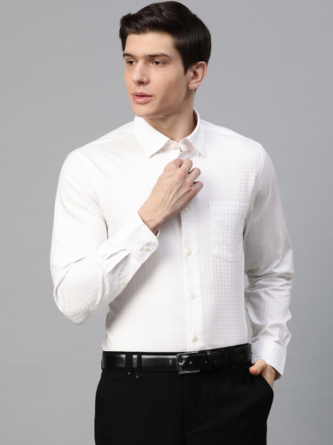 

Blackberrys Men White Wrinkle Free Slim Fit Self Design Formal Shirt