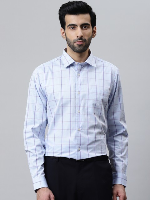 

Blackberrys Men Blue Slim Fit Checked Formal Shirt
