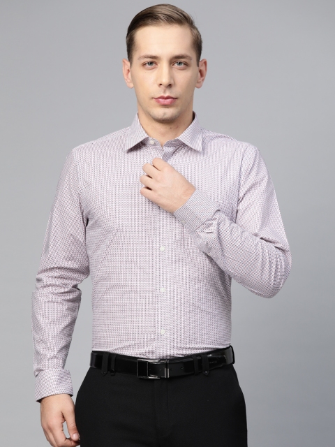 

Blackberrys Men White & Blue Slim Fit Micro Ditsy Printed Formal Shirt