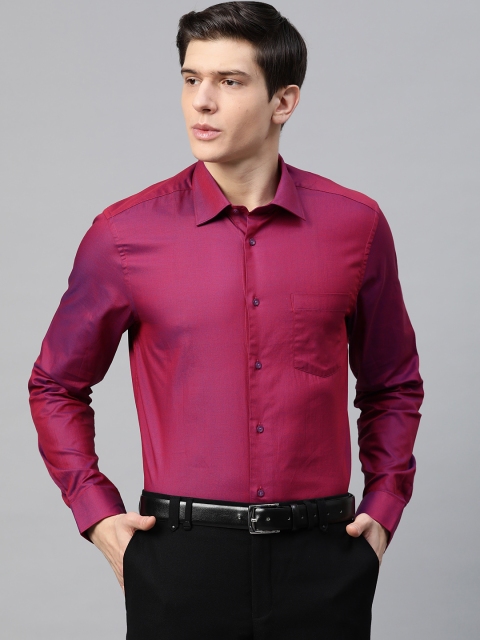 

Blackberrys Men Magenta & Blue Smart Fit Self Design Formal Shirt