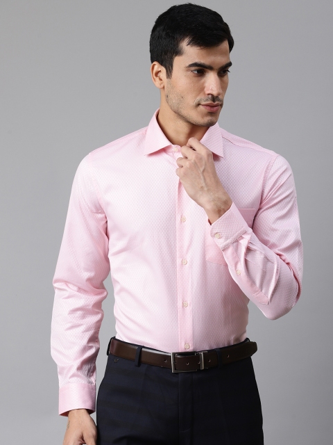 

Blackberrys Men Pink Slim Fit Geometric Ditsy Patterned Formal Shirt