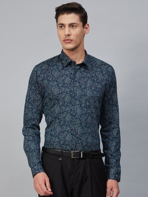 

Blackberrys Men Teal Blue & Off-White Phoenix Fit Printed Formal Shirt