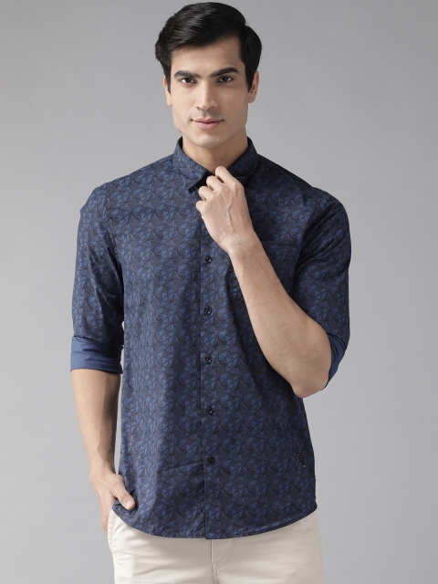 

Blackberrys Men Navy & Black Trim Fit Printed Casual Shirt, Navy blue
