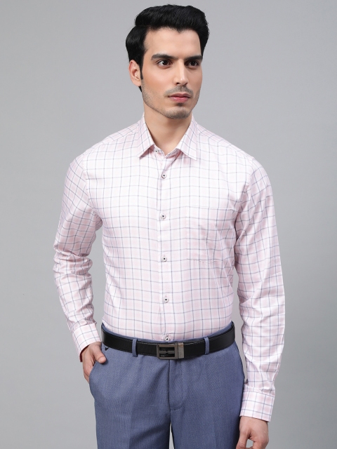 

Blackberrys Men Pink & Blue Slim Fit Self-Checked Formal Shirt