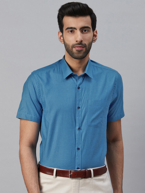 

Blackberrys Men Teal Blue Slim Fit Textured Casual Shirt