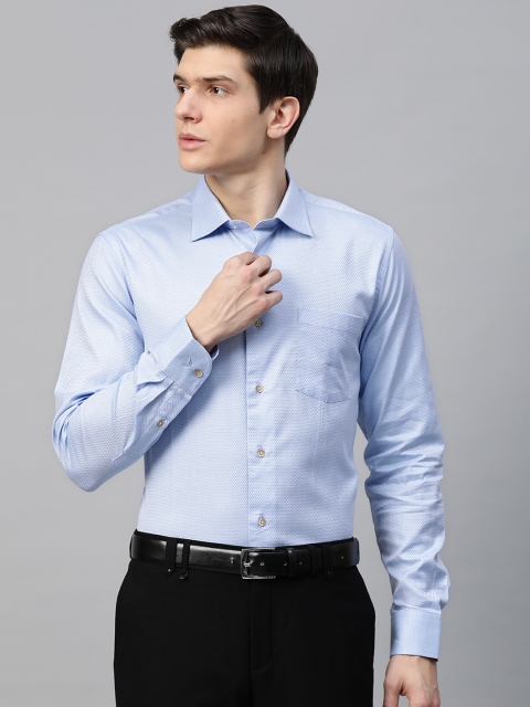 

Blackberrys Men Blue 2 Ply Ultra Slim Fit Micro Ditsy Self Design Formal Shirt