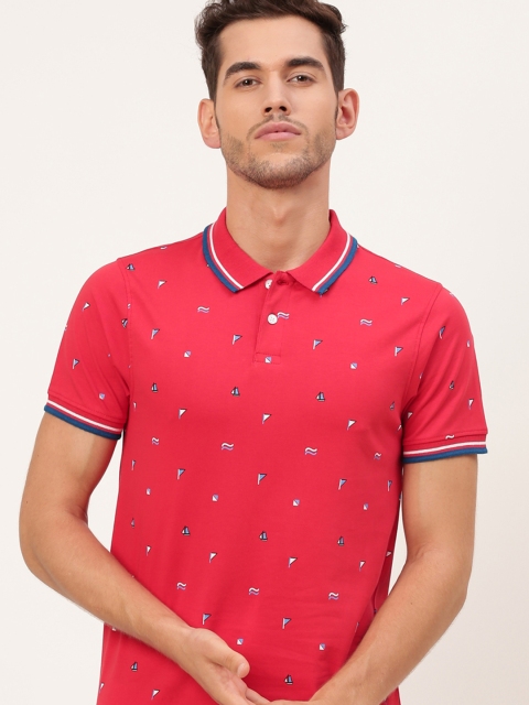 

Mast & Harbour Men Red & Blue Printed Polo Collar T-shirt