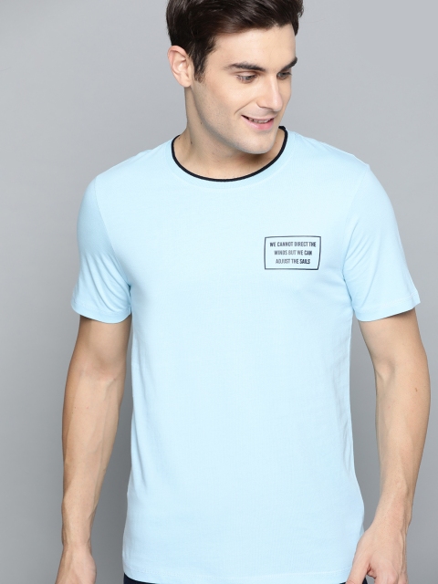 

Mast & Harbour Men Blue Solid Round Neck T-shirt