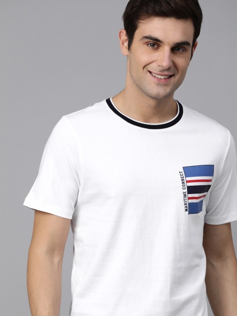 

Mast & Harbour Men White Solid Round Neck T-shirt