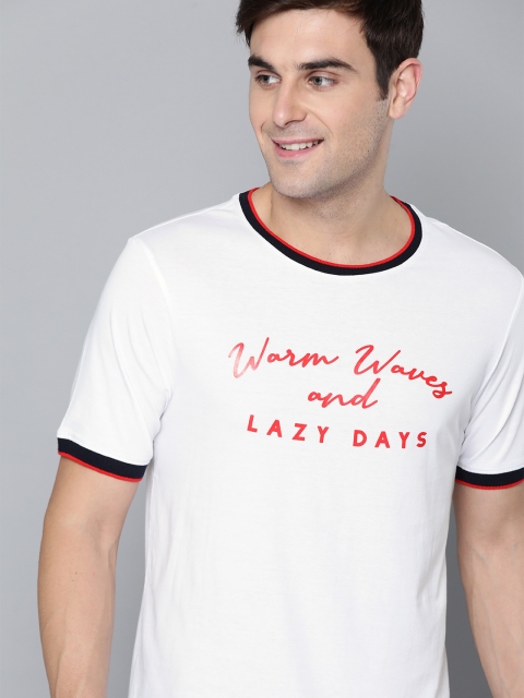 

Mast & Harbour Men White & Red Printed Round Neck T-shirt
