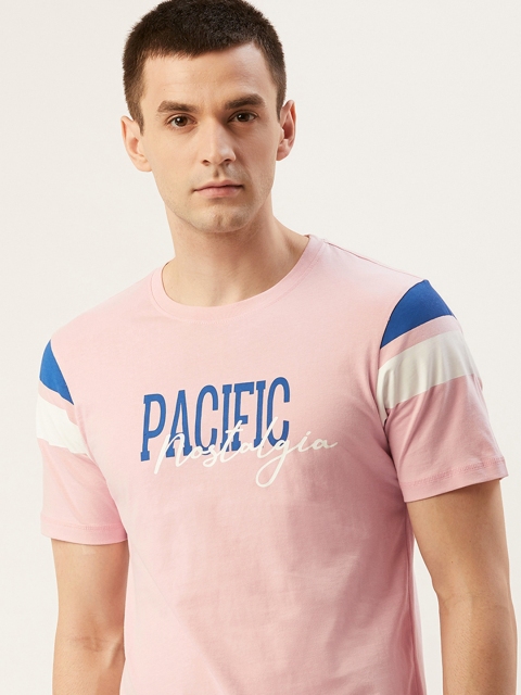 

Mast & Harbour Men Pink & Blue Printed Round Neck T-shirt