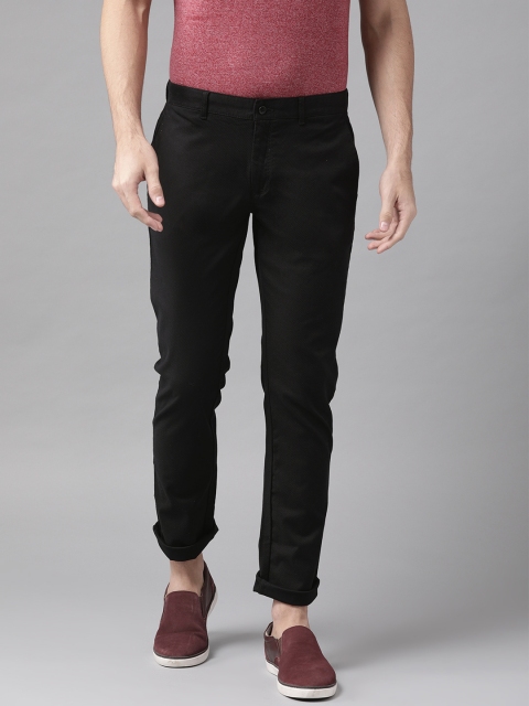 

Blackberrys Men Black Sharp Regular Fit Self-Design Trousers
