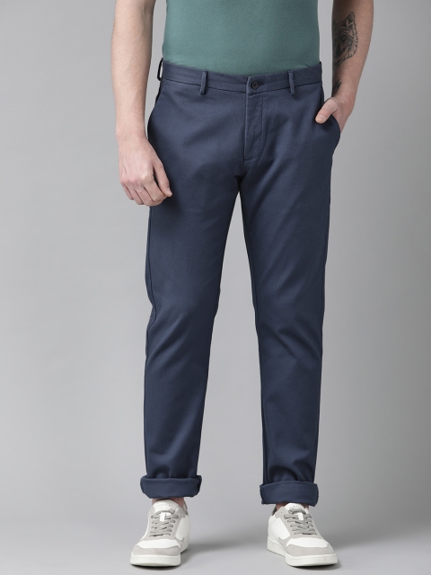 

Blackberrys Men Navy Blue Sharp Regular Fit Self Design Trousers