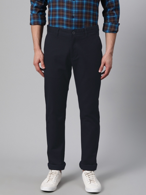 

Blackberrys Men Navy Blue Skinny Fit Self Design Chinos