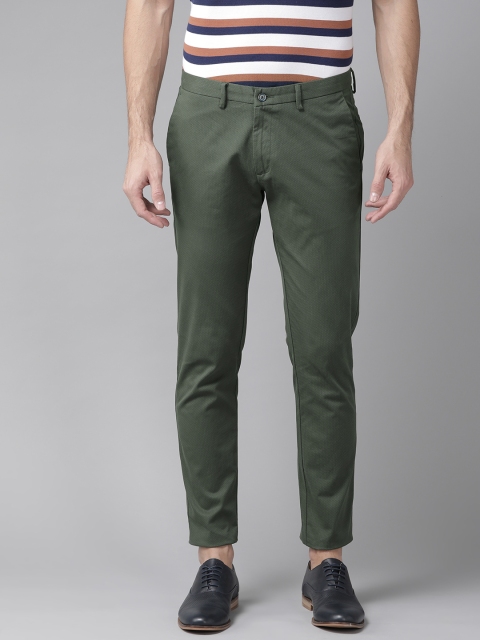 

Blackberrys Men Olive Green Phoenix Sharp Fit Printed Regular Trousers